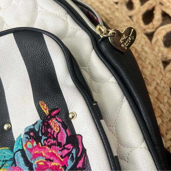 Vintage Betsey Johnson Floral Backpack Pink/black/white Y2K - Picture 7 of 8